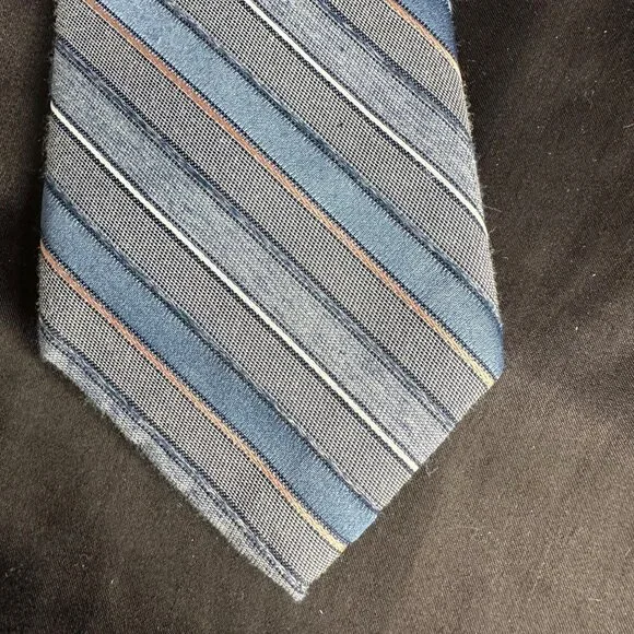 Vintage Van Gogh Blue Striped Necktie 80s 90s Pin Striped - Picture 1 of 16